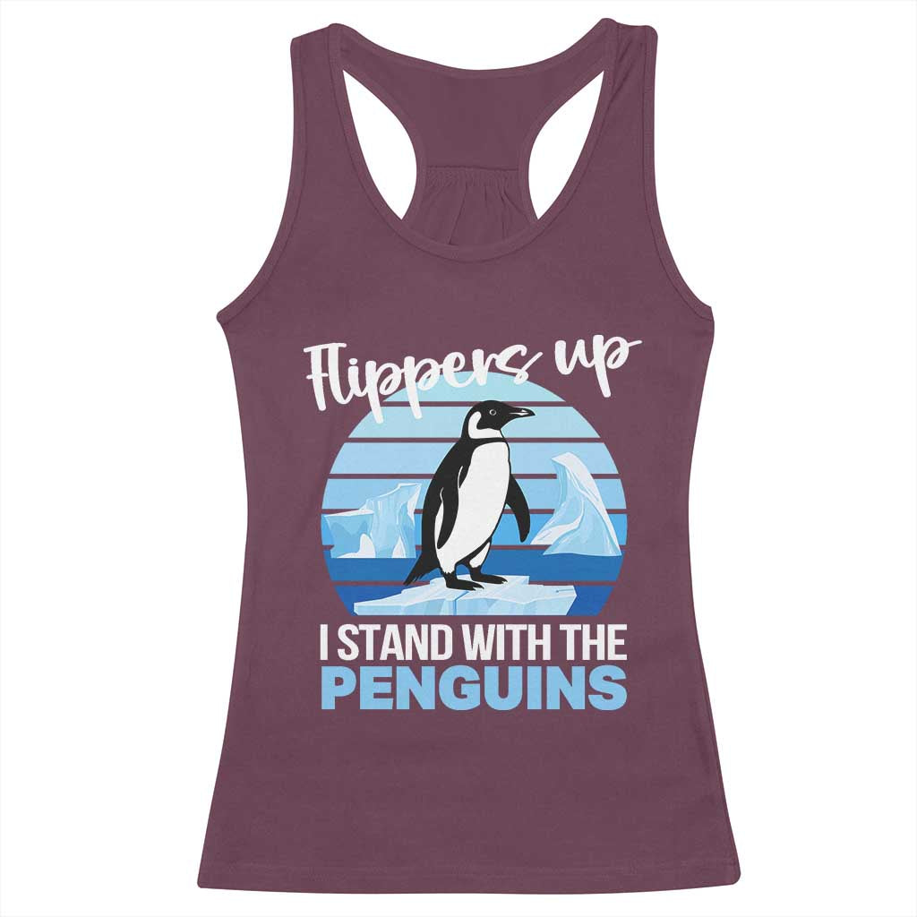 Funny Penguin Resist Racerback Tank Top Flippers Up I Stand With The Penguins