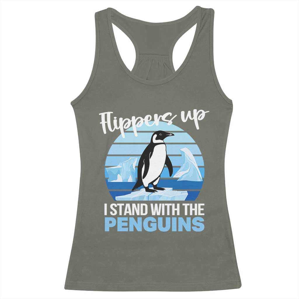 Funny Penguin Resist Racerback Tank Top Flippers Up I Stand With The Penguins