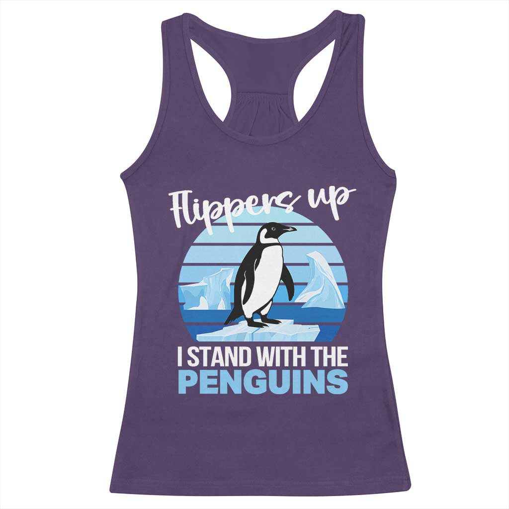 Funny Penguin Resist Racerback Tank Top Flippers Up I Stand With The Penguins