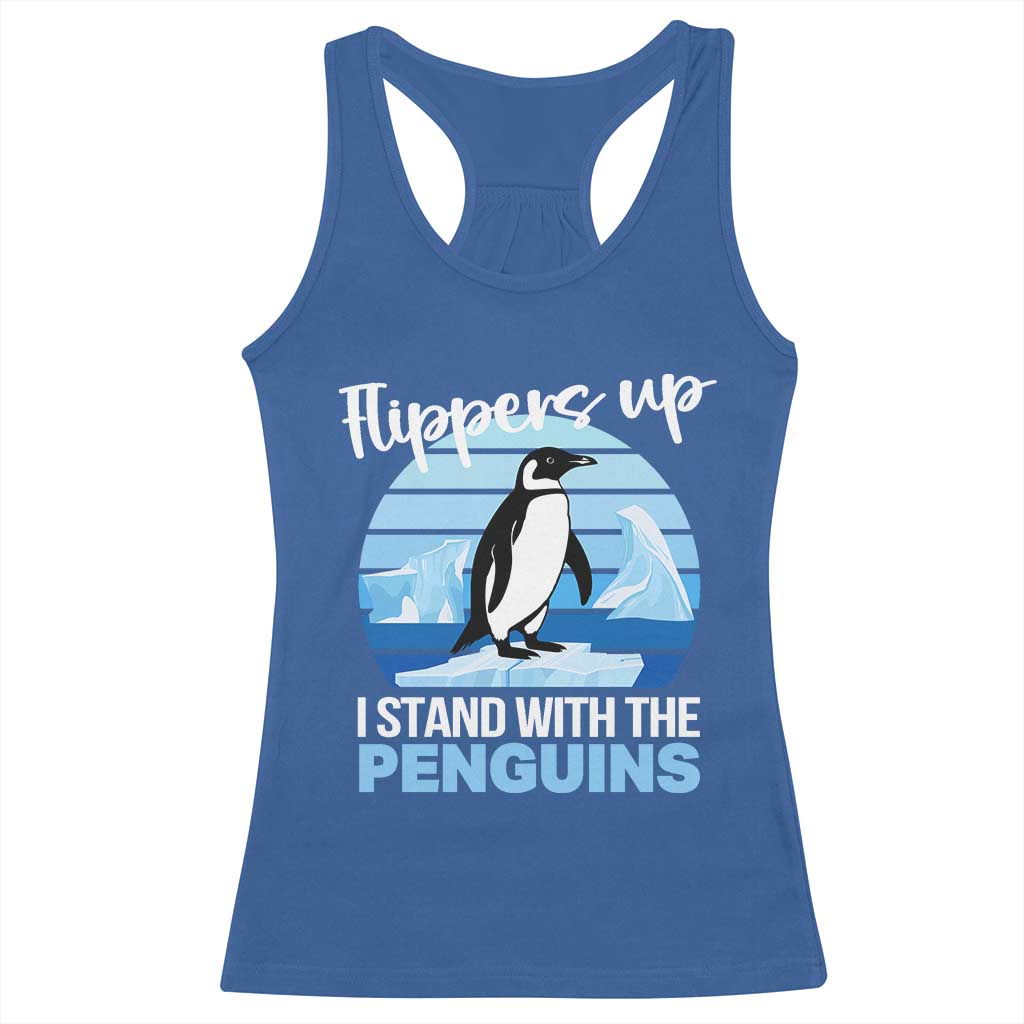 Funny Penguin Resist Racerback Tank Top Flippers Up I Stand With The Penguins
