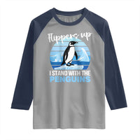 Funny Penguin Resist Raglan Shirt Flippers Up I Stand With The Penguins