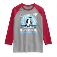 Funny Penguin Resist Raglan Shirt Flippers Up I Stand With The Penguins