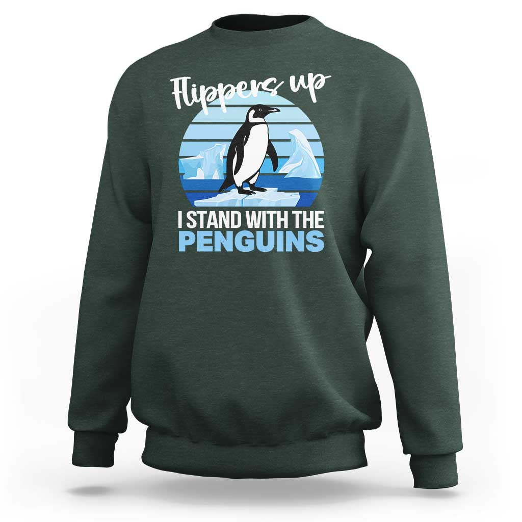 Funny Penguin Resist Sweatshirt Flippers Up I Stand With The Penguins