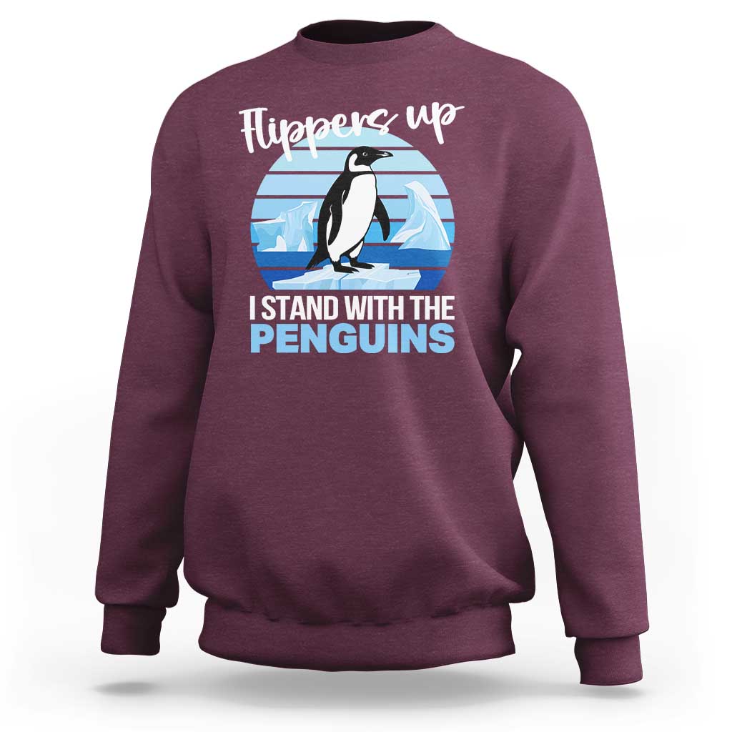 Funny Penguin Resist Sweatshirt Flippers Up I Stand With The Penguins