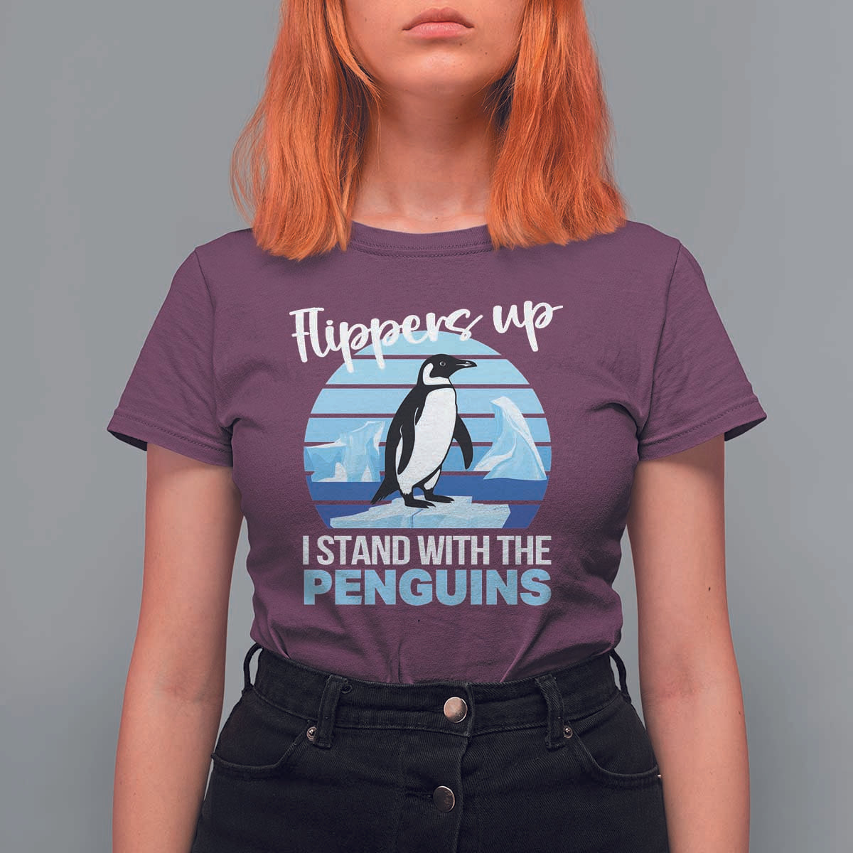 Funny Penguin Resist T Shirt For Women Flippers Up I Stand With The Penguins