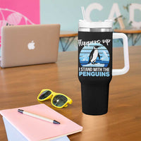 Funny Penguin Resist Tumbler With Handle Flippers Up I Stand With The Penguins