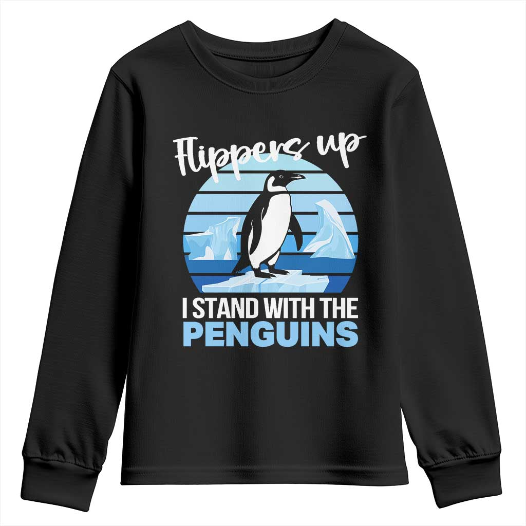 Funny Penguin Resist Youth Sweatshirt Flippers Up I Stand With The Penguins