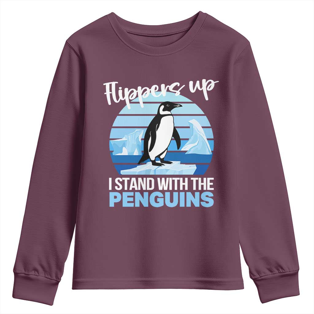 Funny Penguin Resist Youth Sweatshirt Flippers Up I Stand With The Penguins