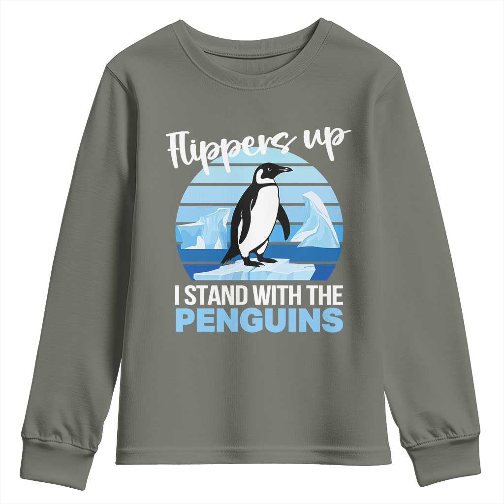 Funny Penguin Resist Youth Sweatshirt Flippers Up I Stand With The Penguins