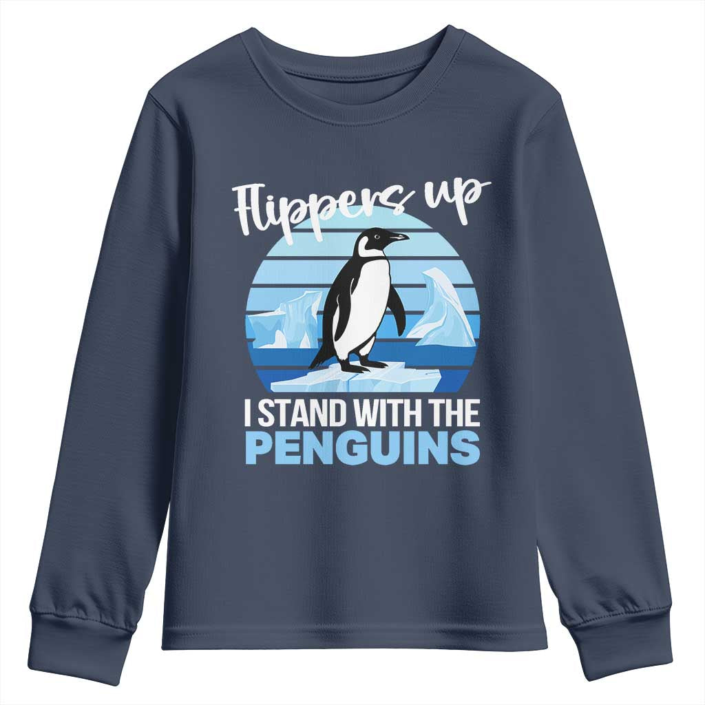Funny Penguin Resist Youth Sweatshirt Flippers Up I Stand With The Penguins
