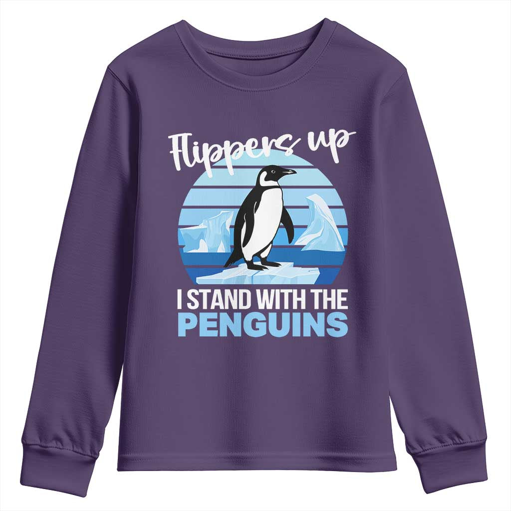 Funny Penguin Resist Youth Sweatshirt Flippers Up I Stand With The Penguins