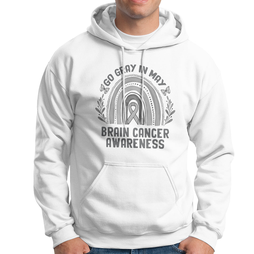 Brain Cancer Hoodie Brain Cancer Awareness Shirt Go Gray In May Ribbon Rainbow - Wonder Print Shop
