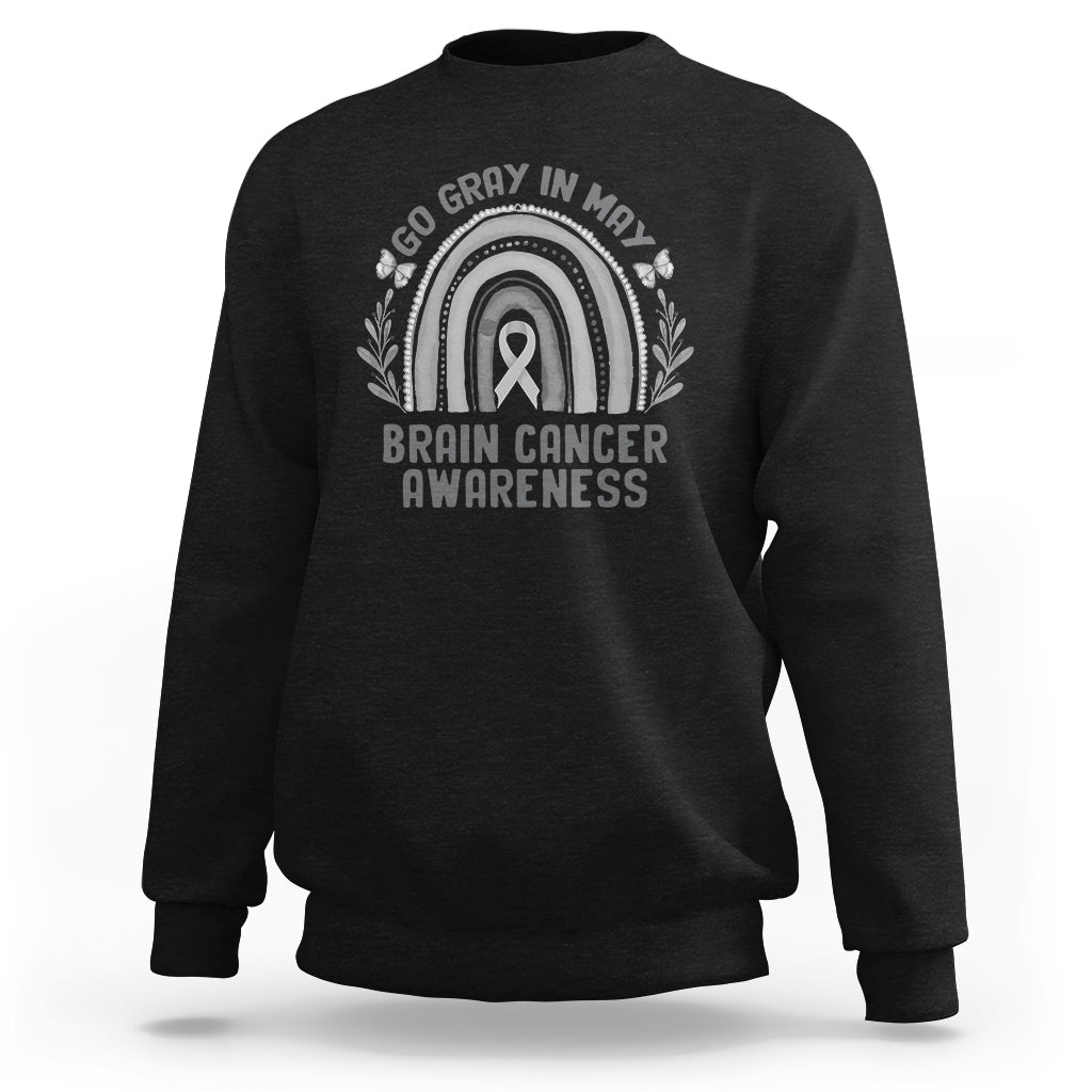 Brain Cancer Sweatshirt Brain Cancer Awareness Shirt Go Gray In May Ribbon Rainbow - Wonder Print Shop