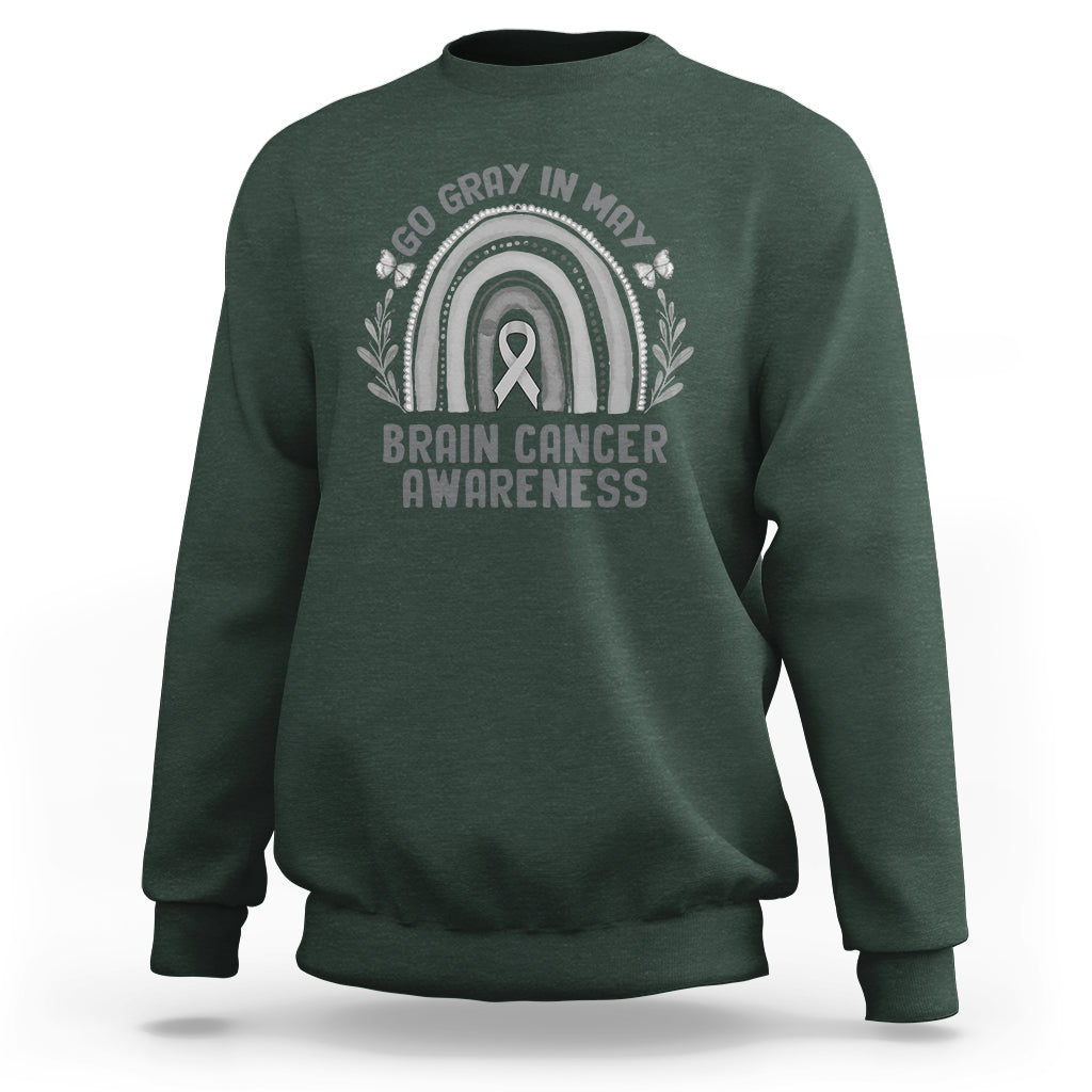 Brain Cancer Sweatshirt Brain Cancer Awareness Shirt Go Gray In May Ribbon Rainbow - Wonder Print Shop