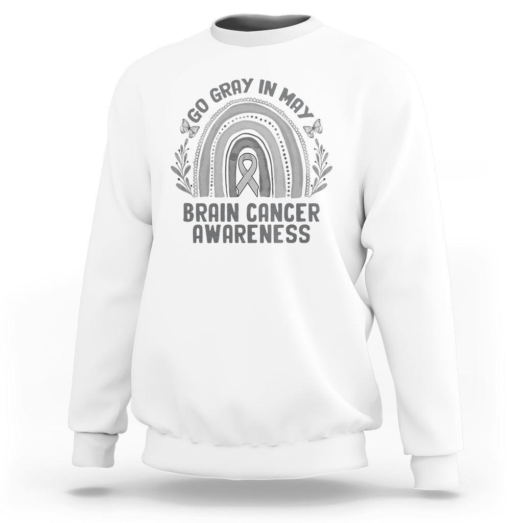 Brain Cancer Sweatshirt Brain Cancer Awareness Shirt Go Gray In May Ribbon Rainbow - Wonder Print Shop