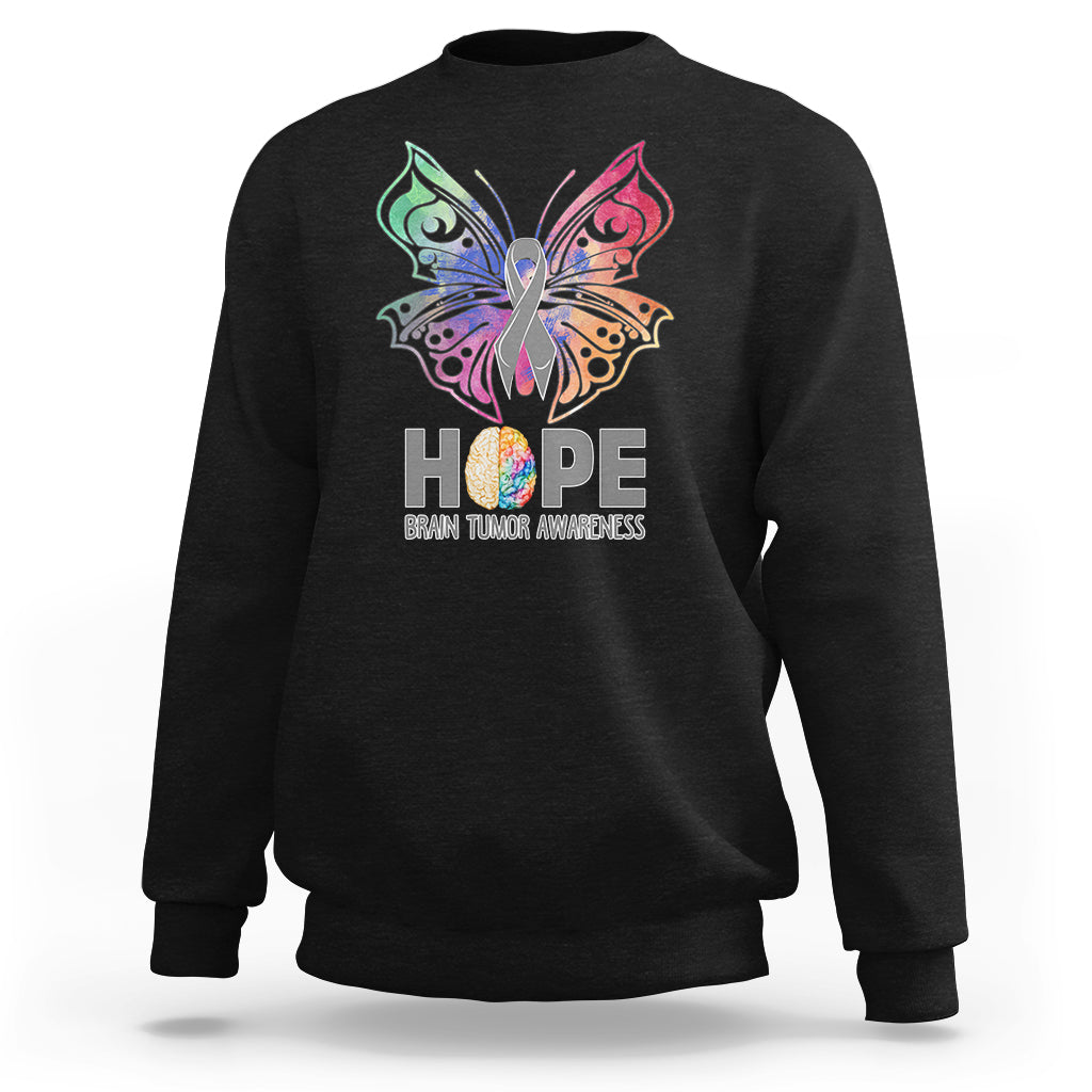 Brain Cancer Sweatshirt Hope Brain Tumor Awareness Support Brain Cancer Survivor - Wonder Print Shop