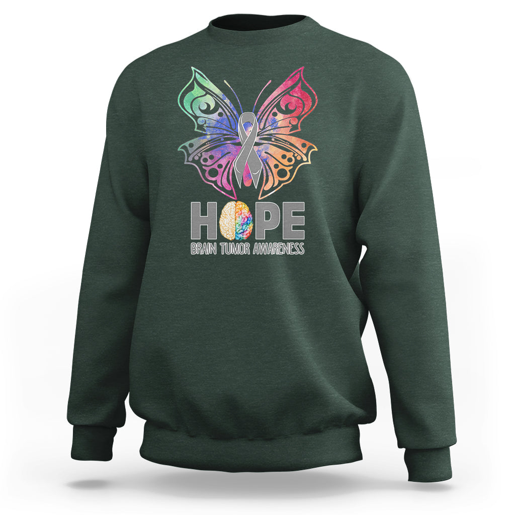 Brain Cancer Sweatshirt Hope Brain Tumor Awareness Support Brain Cancer Survivor - Wonder Print Shop