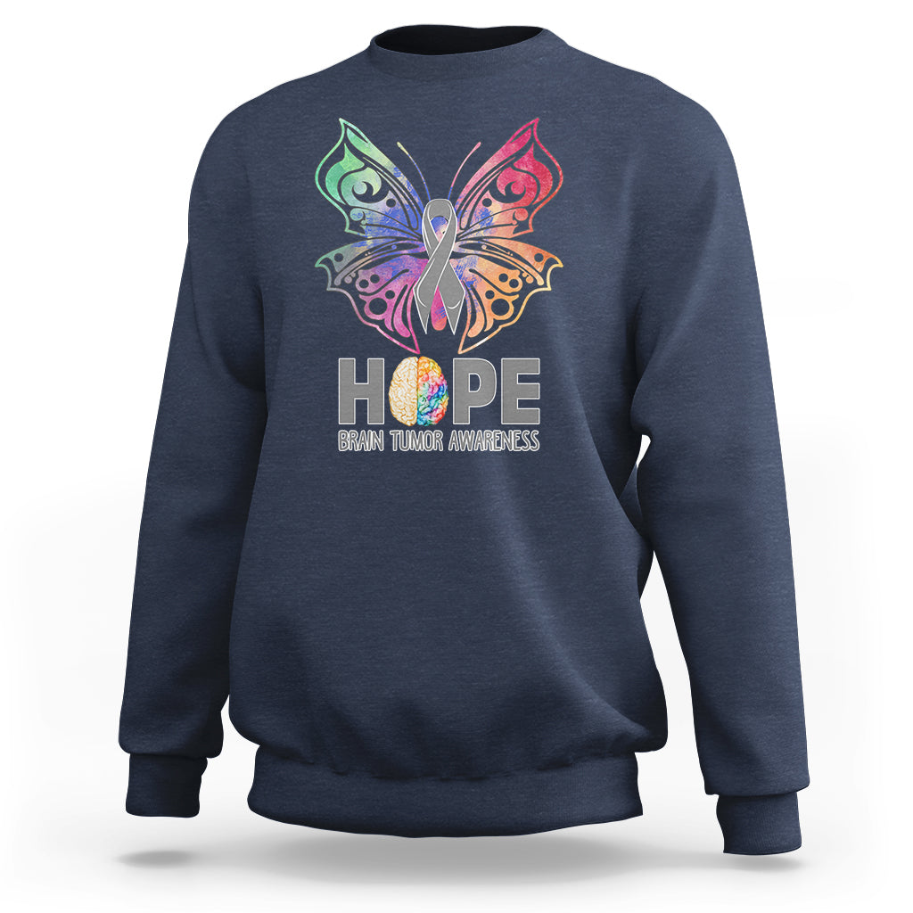 Brain Cancer Sweatshirt Hope Brain Tumor Awareness Support Brain Cancer Survivor - Wonder Print Shop