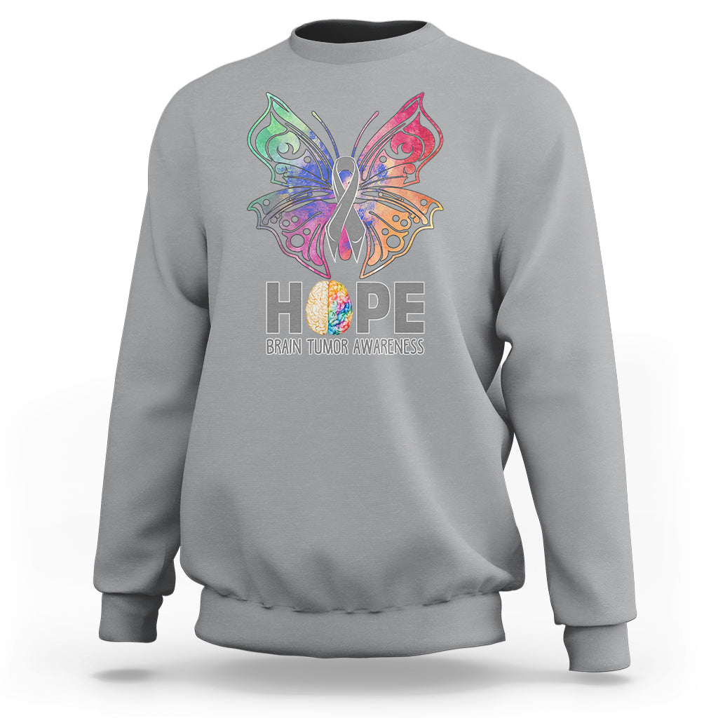 Brain Cancer Sweatshirt Hope Brain Tumor Awareness Support Brain Cancer Survivor - Wonder Print Shop