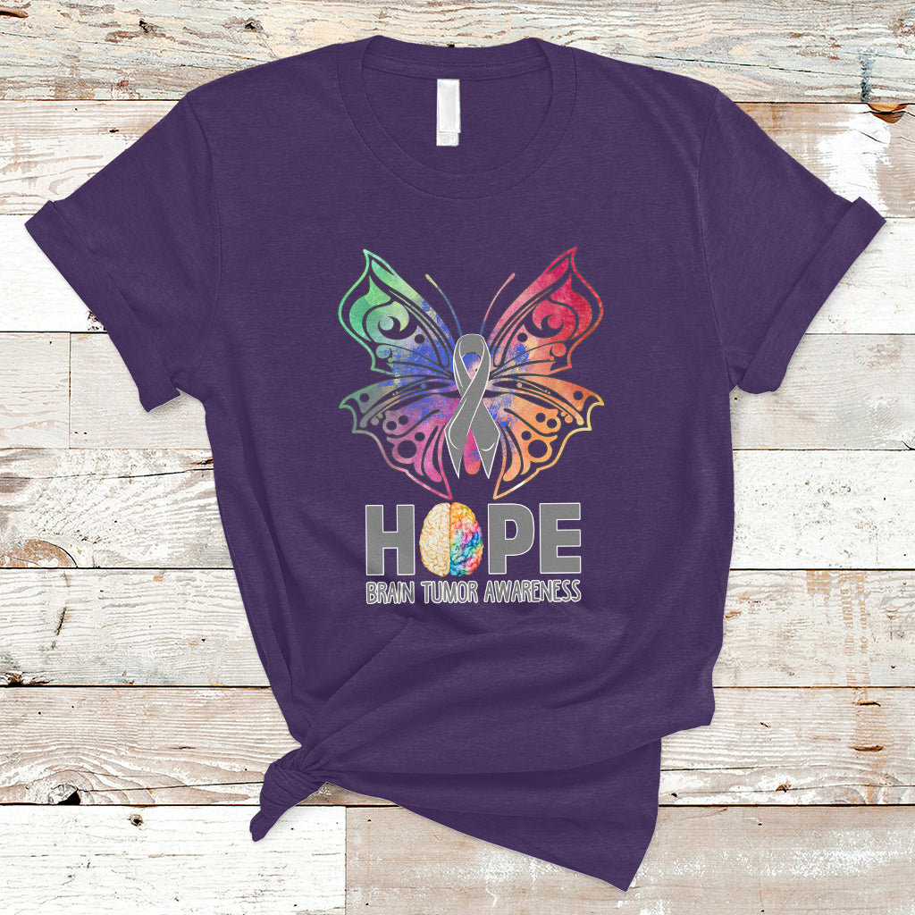Brain Cancer T Shirt Hope Brain Tumor Awareness Support Brain Cancer Survivor - Wonder Print Shop