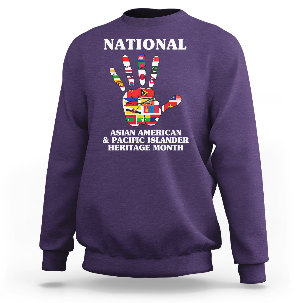 Asian American Sweatshirt Asian American And Pacific Islander Heritage Month Hand - Wonder Print Shop