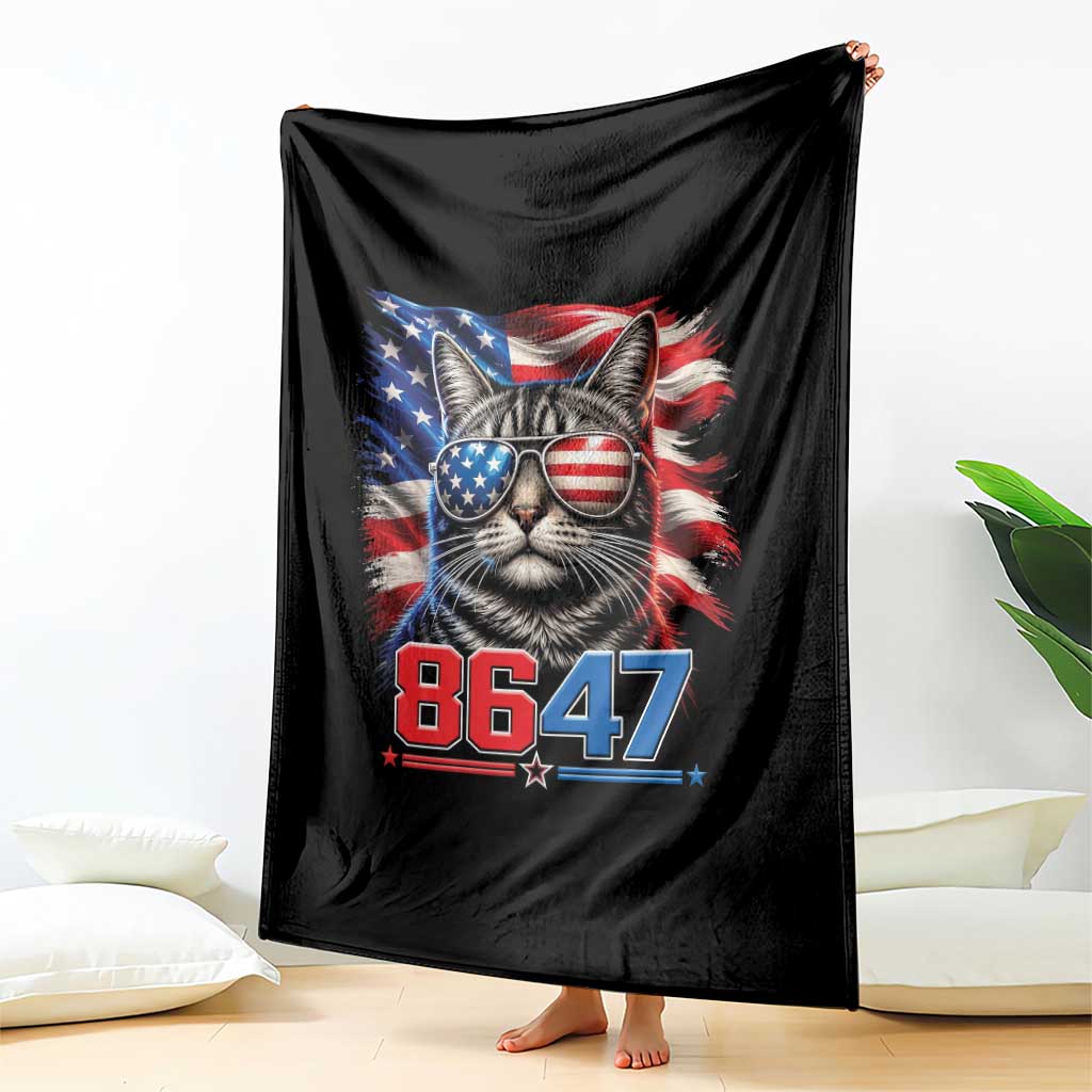 Cool 8647 Patriotic Cat Throw Blanket American Flag Sunglasses Tabby Cat Political Satire