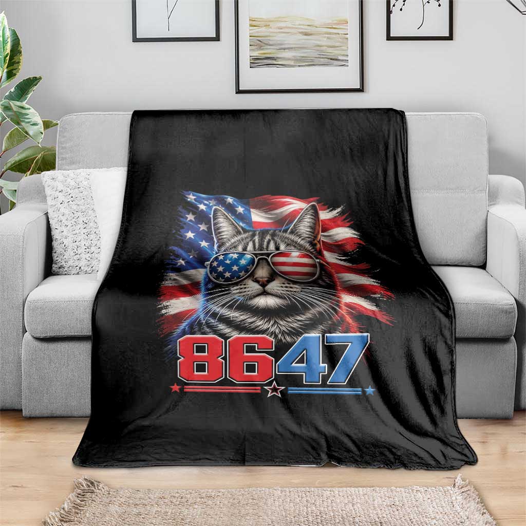 Cool 8647 Patriotic Cat Throw Blanket American Flag Sunglasses Tabby Cat Political Satire
