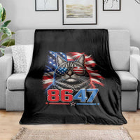 Cool 8647 Patriotic Cat Throw Blanket American Flag Sunglasses Tabby Cat Political Satire