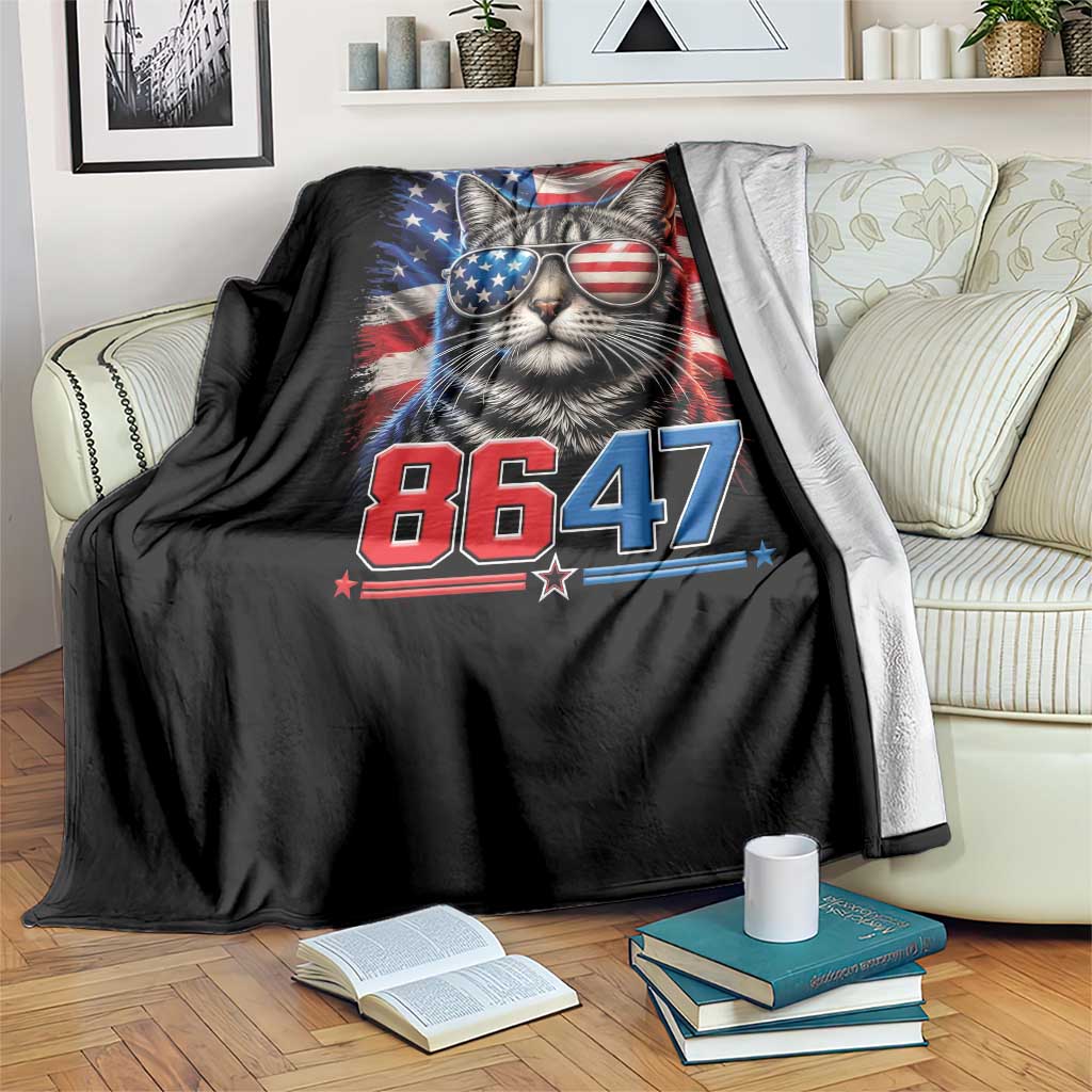 Cool 8647 Patriotic Cat Throw Blanket American Flag Sunglasses Tabby Cat Political Satire