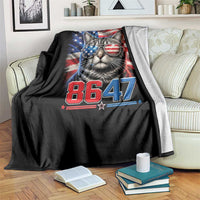 Cool 8647 Patriotic Cat Throw Blanket American Flag Sunglasses Tabby Cat Political Satire