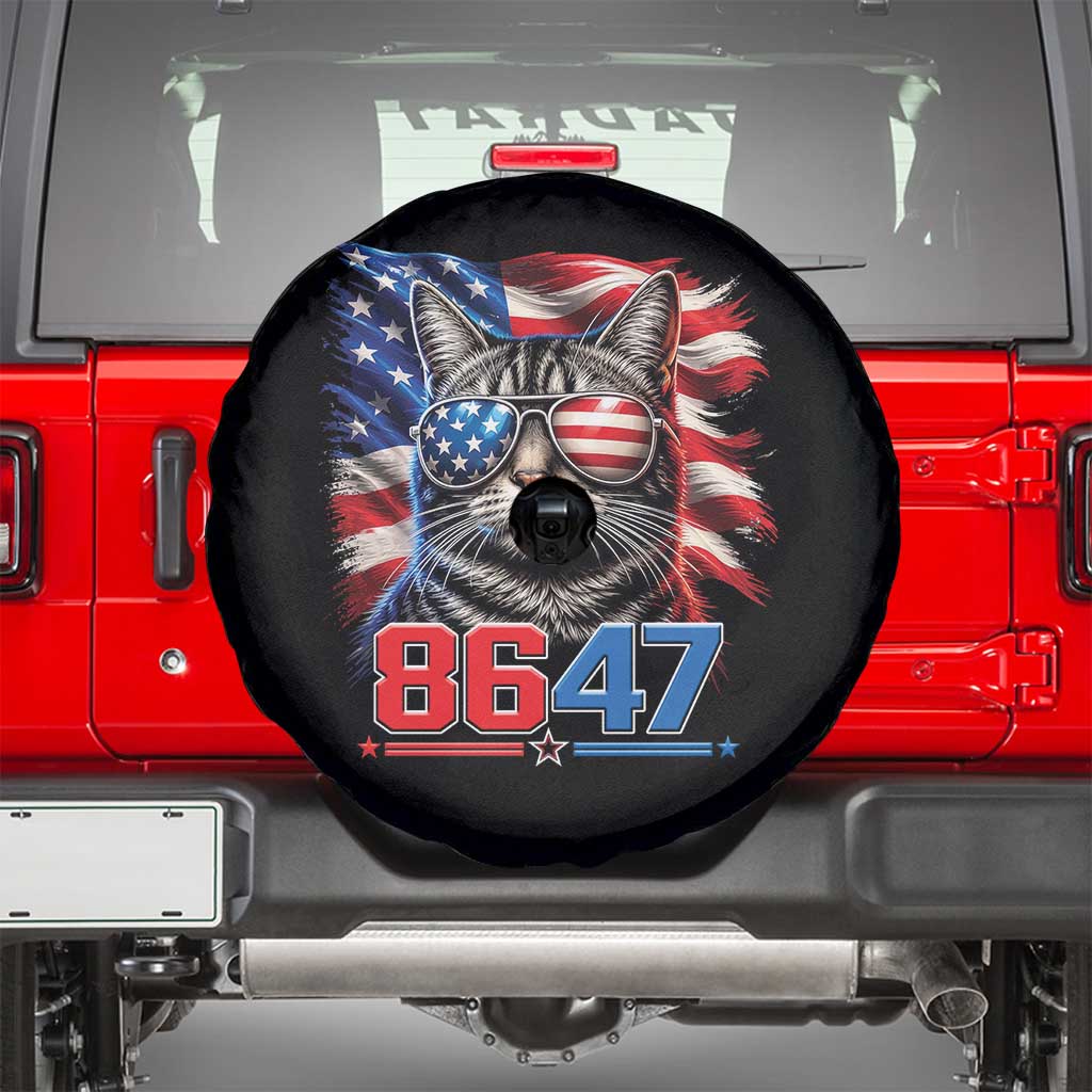 Cool 8647 Patriotic Cat Spare Tire Cover American Flag Sunglasses Tabby Cat Political Satire