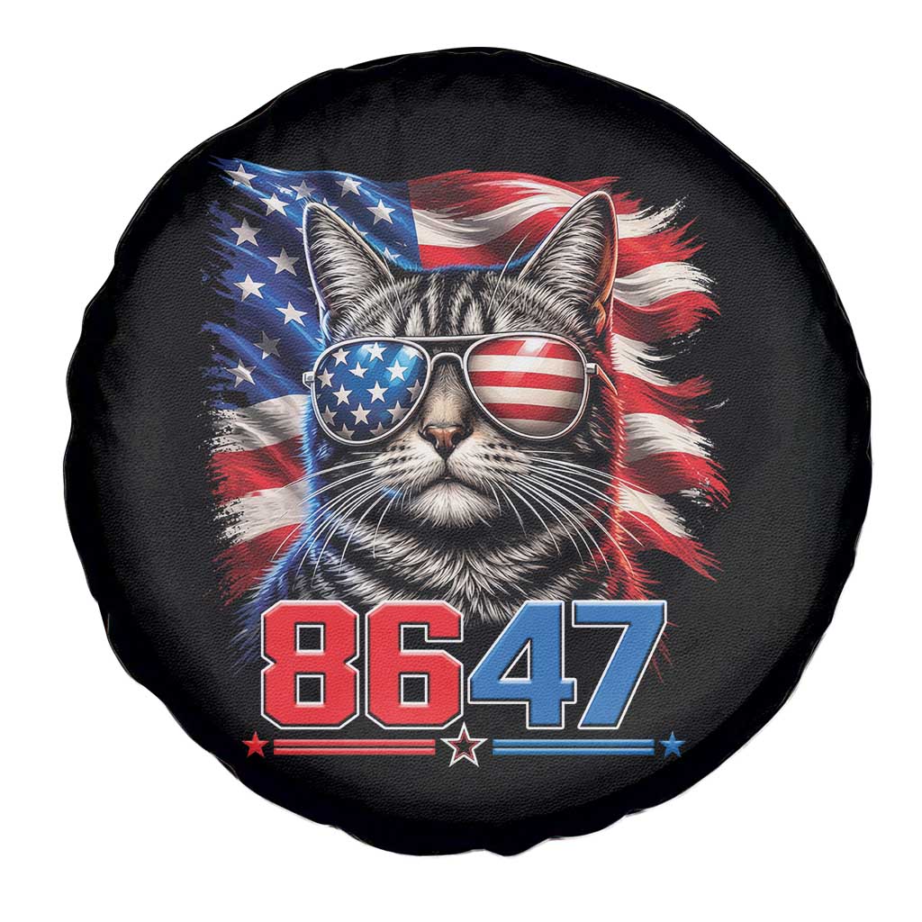 Cool 8647 Patriotic Cat Spare Tire Cover American Flag Sunglasses Tabby Cat Political Satire