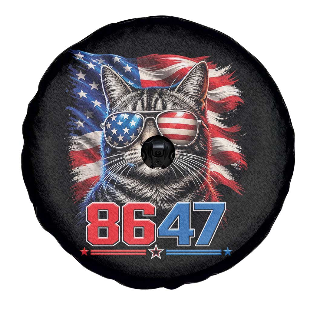 Cool 8647 Patriotic Cat Spare Tire Cover American Flag Sunglasses Tabby Cat Political Satire
