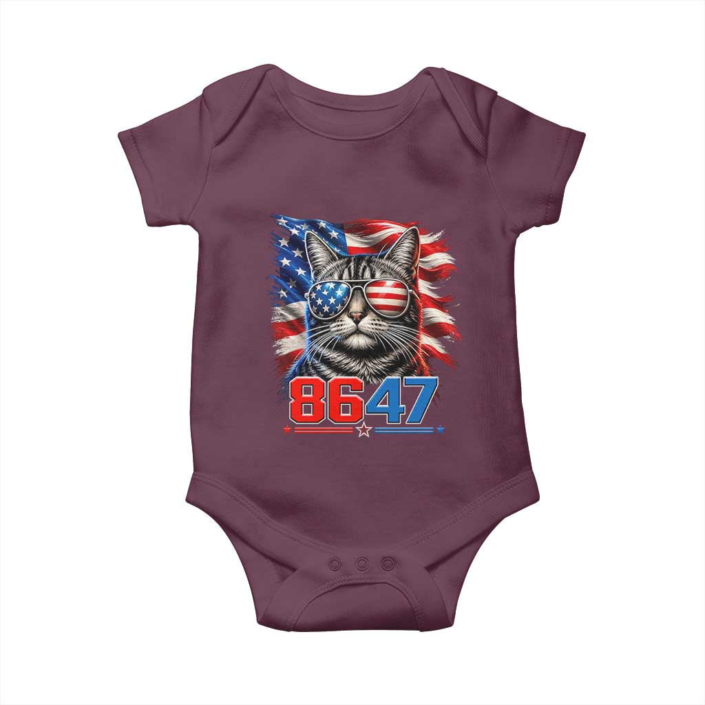Cool 8647 Patriotic Cat Baby Onesie American Flag Sunglasses Tabby Cat Political Satire
