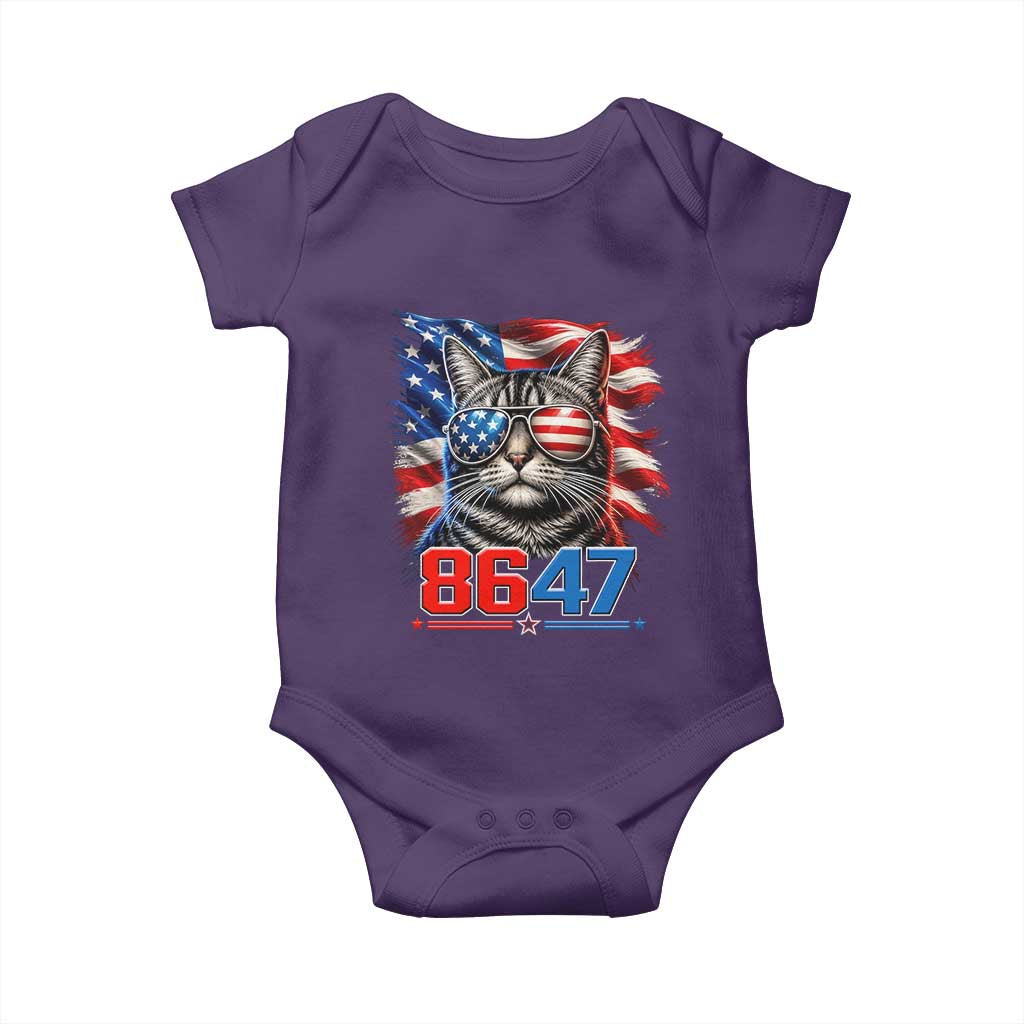 Cool 8647 Patriotic Cat Baby Onesie American Flag Sunglasses Tabby Cat Political Satire