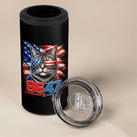 Cool 8647 Patriotic Cat 4 in 1 Can Cooler Tumbler American Flag Sunglasses Tabby Cat Political Satire