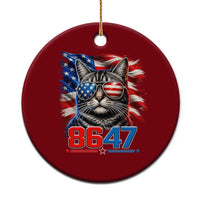 Cool 8647 Patriotic Cat Ceramic Ornament American Flag Sunglasses Tabby Cat Political Satire