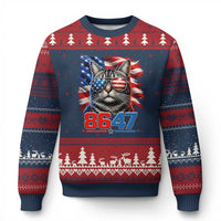 Cool 8647 Patriotic Cat Ugly Christmas Sweater American Flag Sunglasses Tabby Cat Political Satire