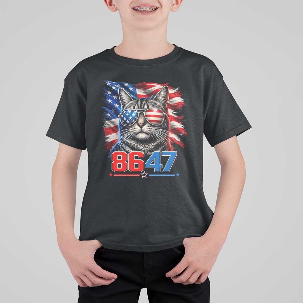 Cool 8647Patriotic Cat T Shirt For Kid American Flag Sunglasses Tabby Cat Political Satire