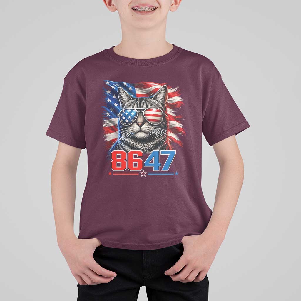 Cool 8647Patriotic Cat T Shirt For Kid American Flag Sunglasses Tabby Cat Political Satire