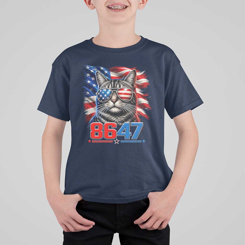 Cool 8647Patriotic Cat T Shirt For Kid American Flag Sunglasses Tabby Cat Political Satire