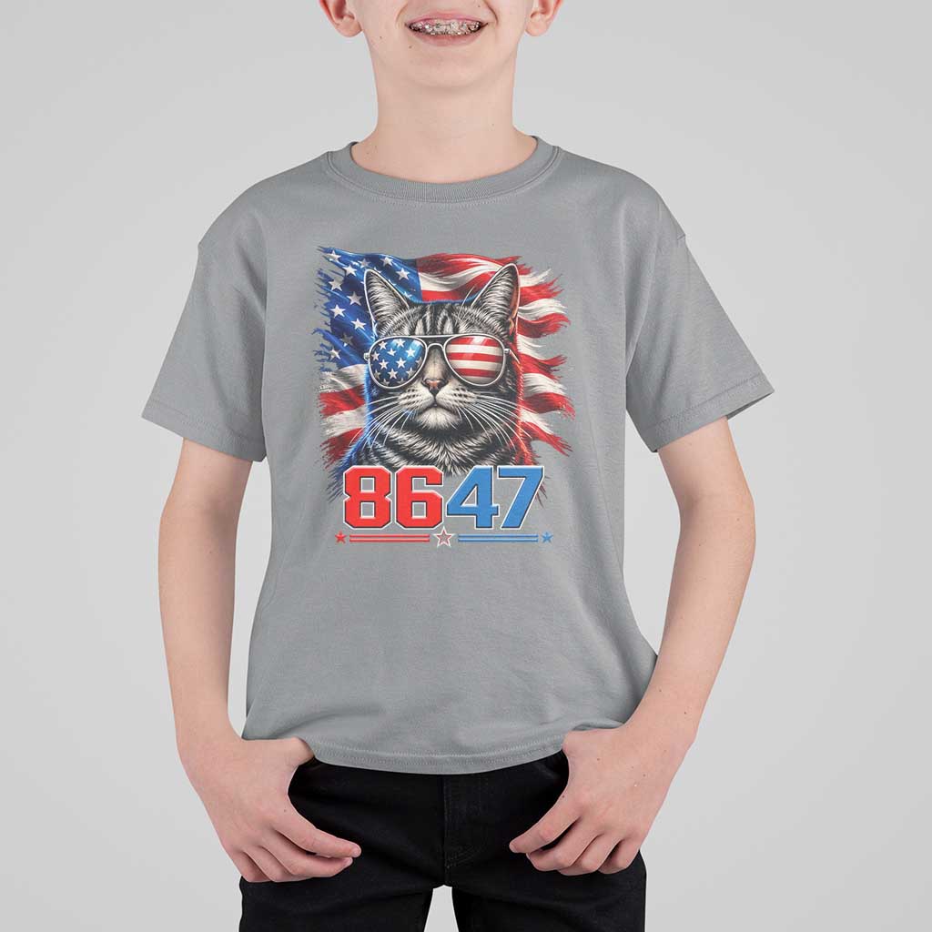 Cool 8647Patriotic Cat T Shirt For Kid American Flag Sunglasses Tabby Cat Political Satire