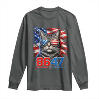 Cool 8647 Patriotic Cat Long Sleeve Shirt American Flag Sunglasses Tabby Cat Political Satire