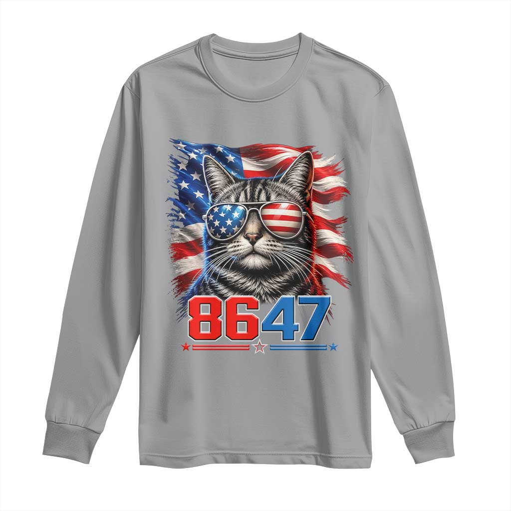 Cool 8647 Patriotic Cat Long Sleeve Shirt American Flag Sunglasses Tabby Cat Political Satire