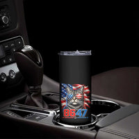 Cool 8647 Patriotic Cat Skinny Tumbler American Flag Sunglasses Tabby Cat Political Satire