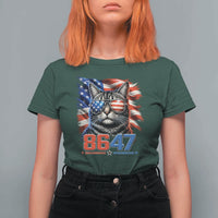 Cool 8647Patriotic Cat T Shirt For Women American Flag Sunglasses Tabby Cat Political Satire