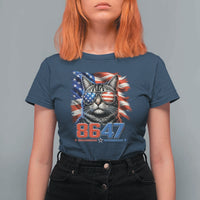 Cool 8647Patriotic Cat T Shirt For Women American Flag Sunglasses Tabby Cat Political Satire