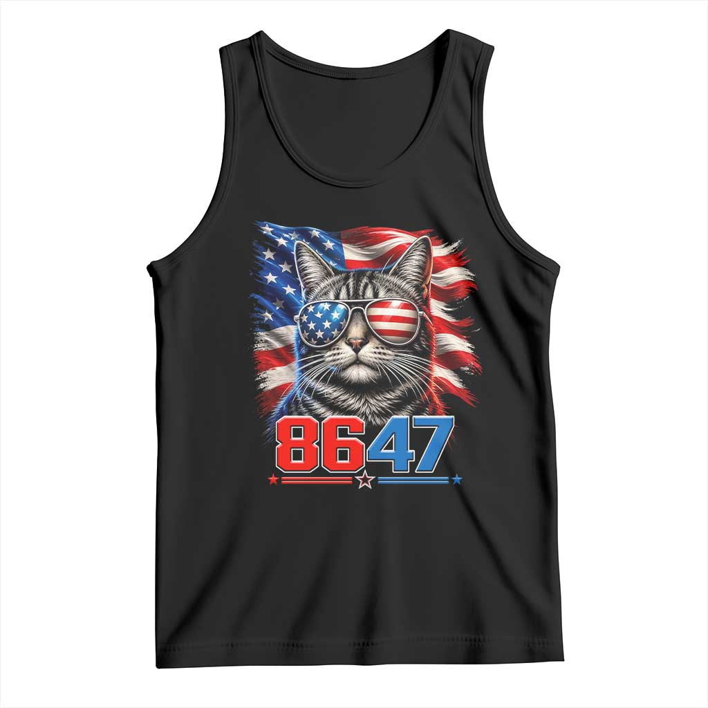 Cool 8647 Patriotic Cat Tank Top American Flag Sunglasses Tabby Cat Political Satire