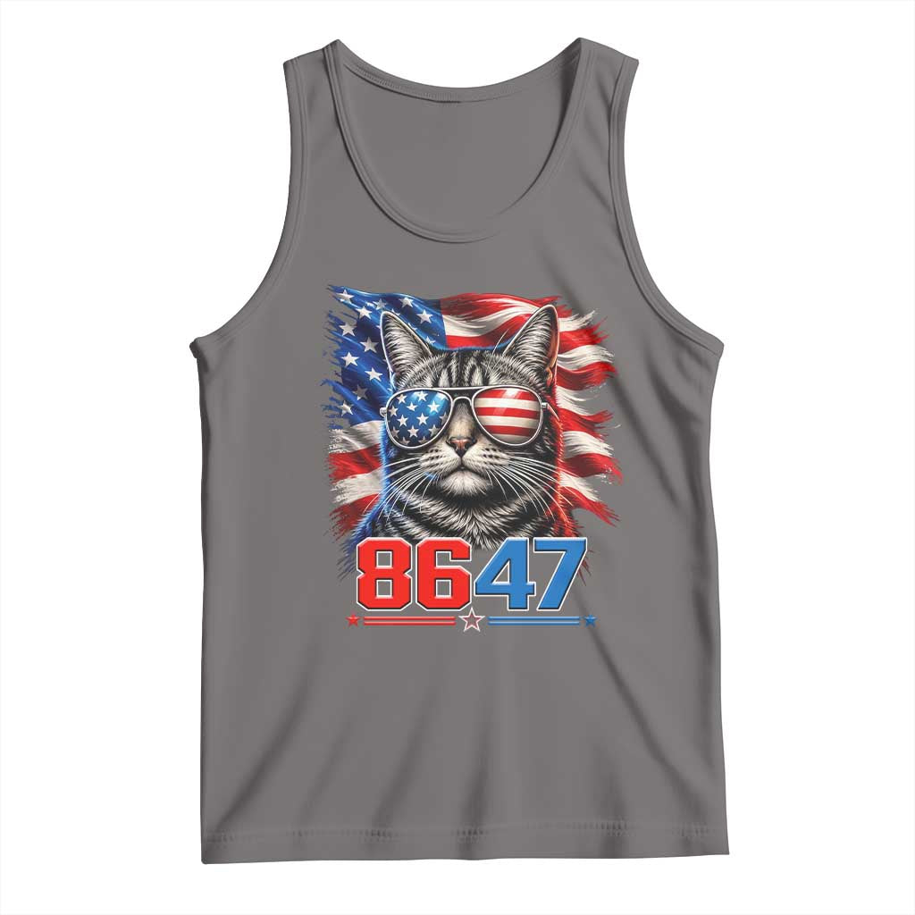 Cool 8647 Patriotic Cat Tank Top American Flag Sunglasses Tabby Cat Political Satire