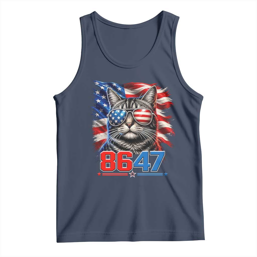 Cool 8647 Patriotic Cat Tank Top American Flag Sunglasses Tabby Cat Political Satire